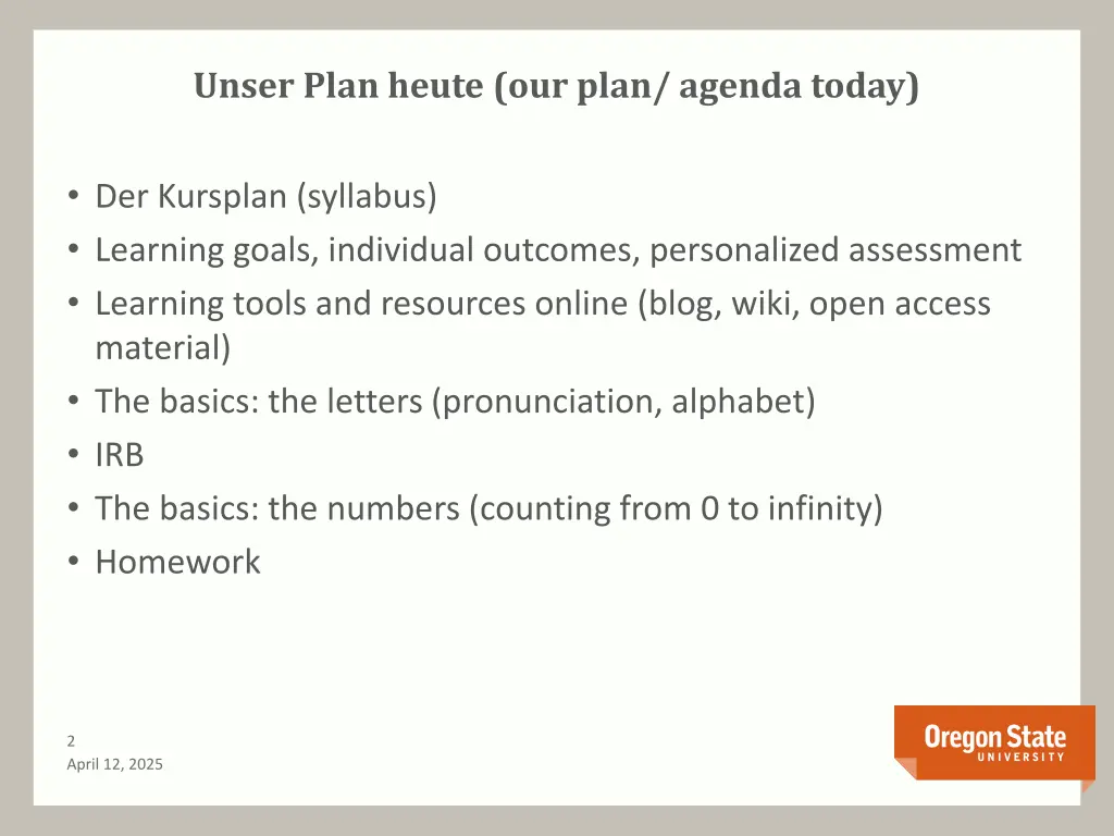 unser plan heute our plan agenda today