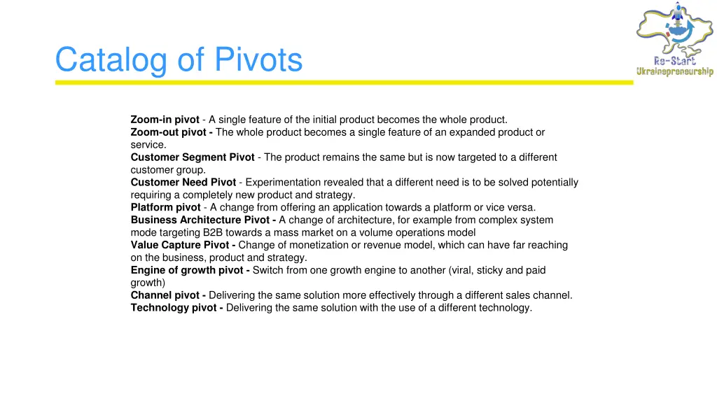 catalog of pivots