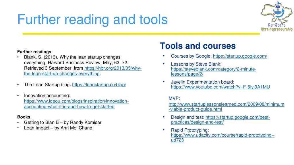 further reading and tools