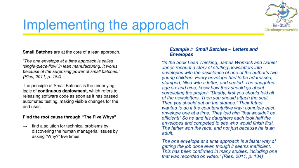 implementing the approach