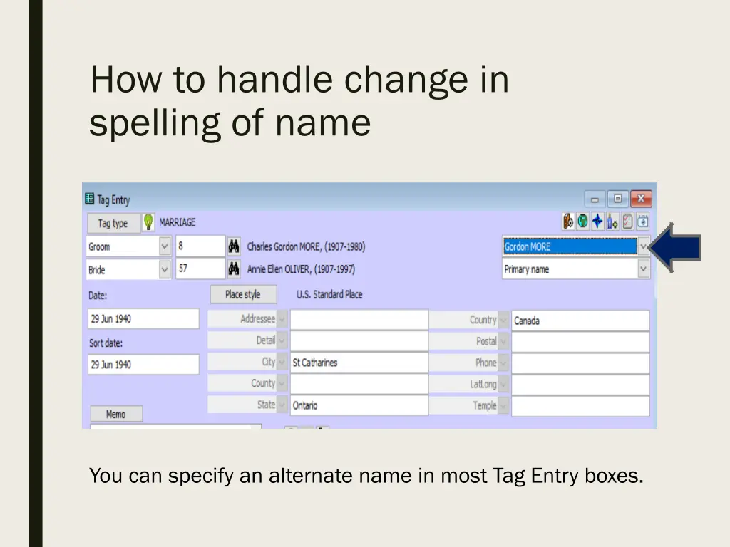 how to handle change in spelling of name 2