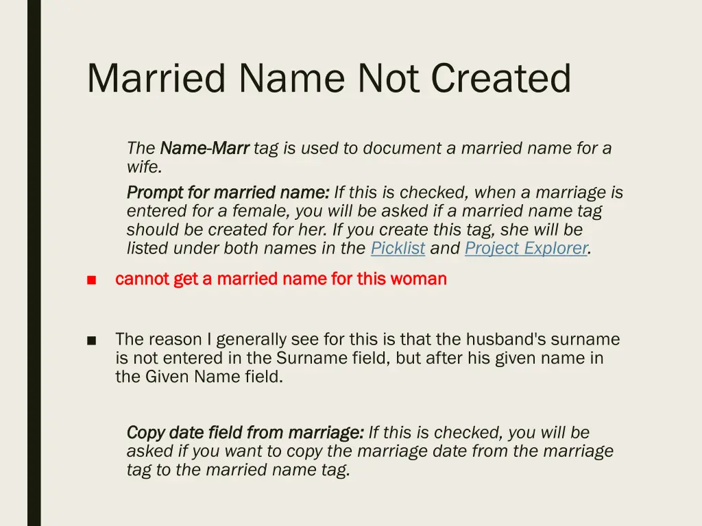 married name not created