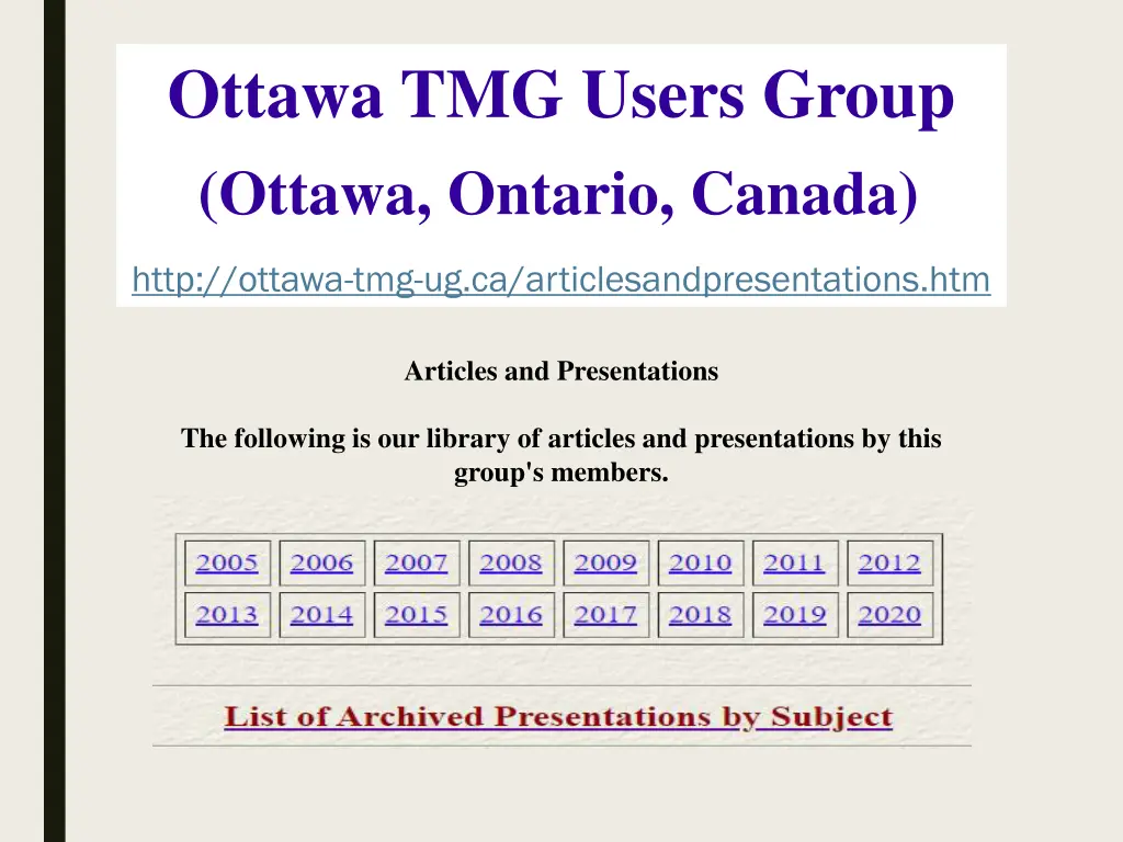 ottawa tmg users group ottawa ontario canada 1