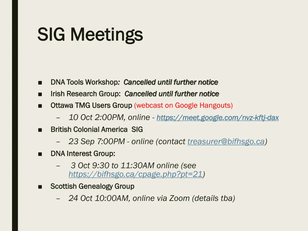 sig meetings sig meetings