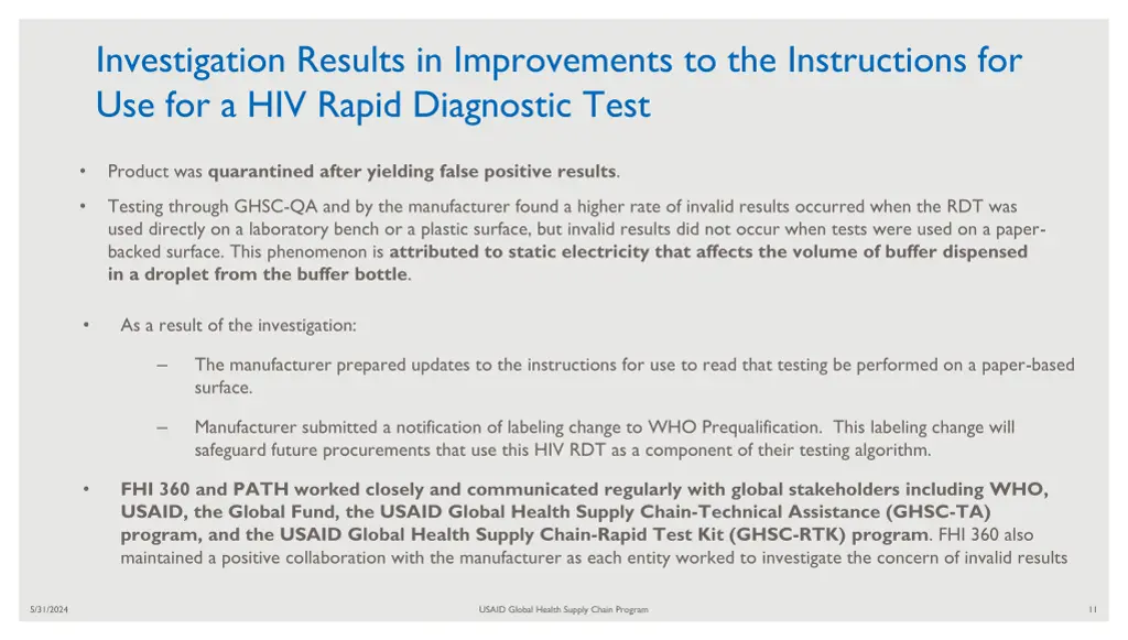 investigation results in improvements