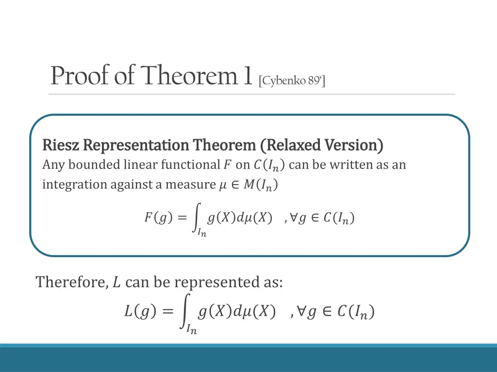 proof of theorem 1 cybenko 89 3
