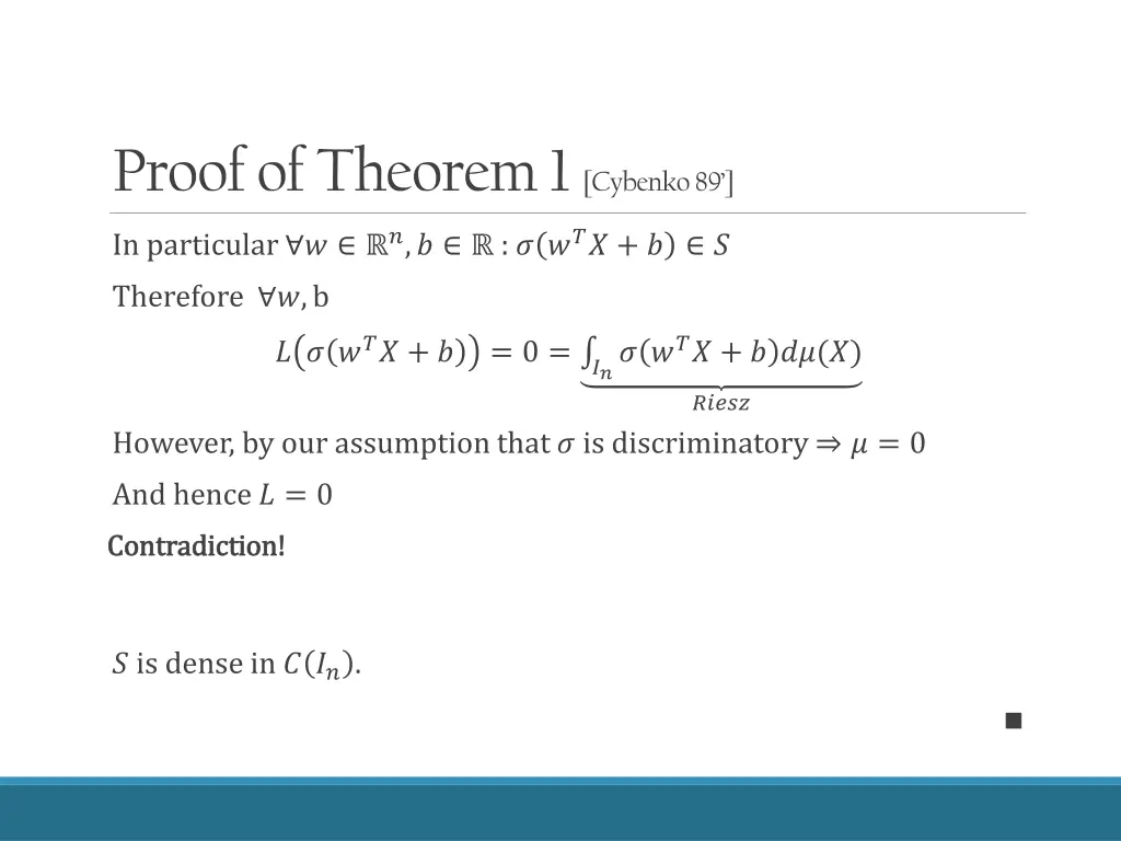 proof of theorem 1 cybenko 89 4