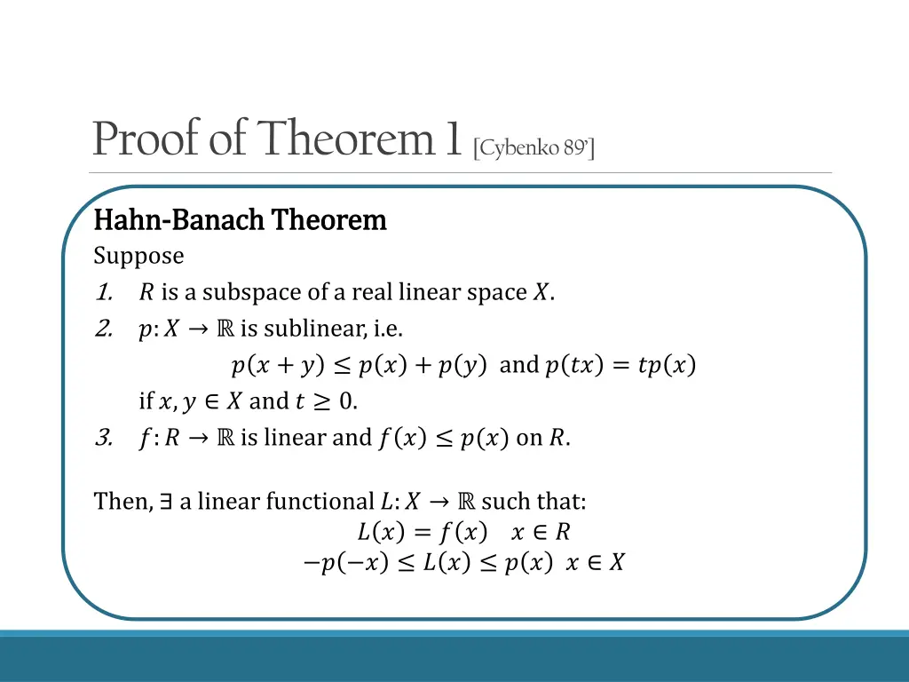proof of theorem 1 cybenko 89 5