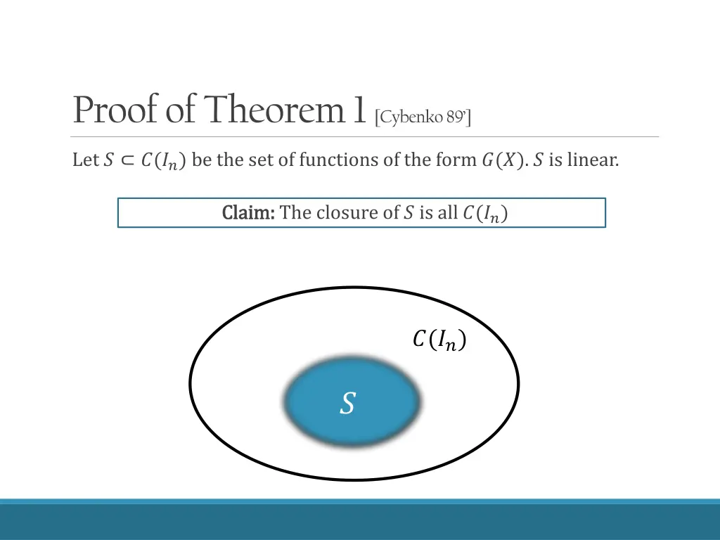 proof of theorem 1 cybenko 89