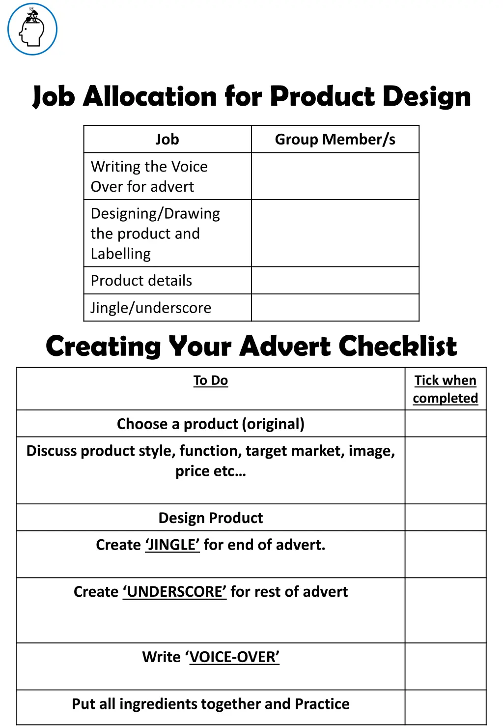 job allocation for product design