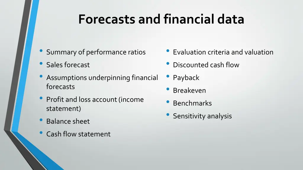 forecasts and financial data