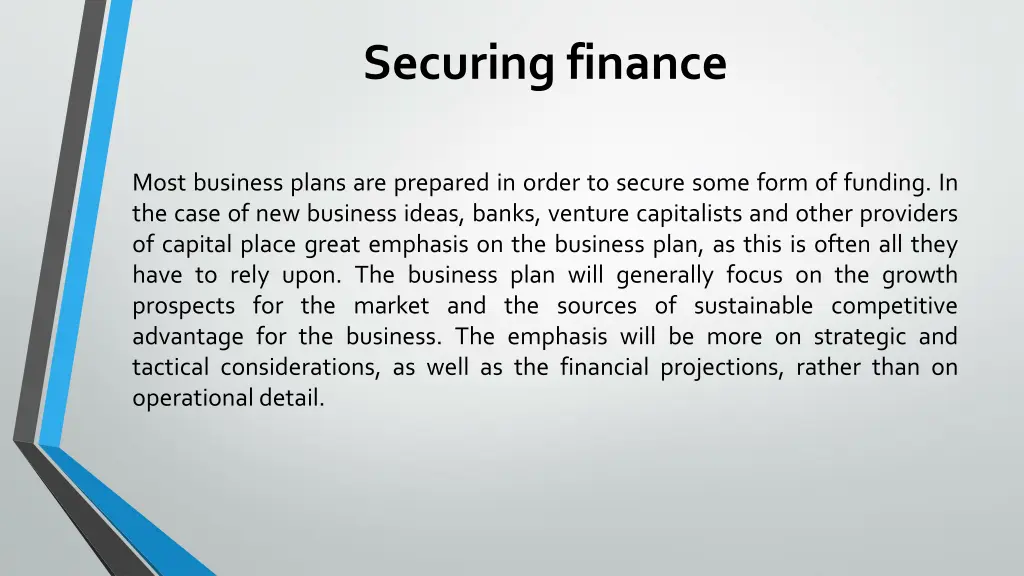 securing finance