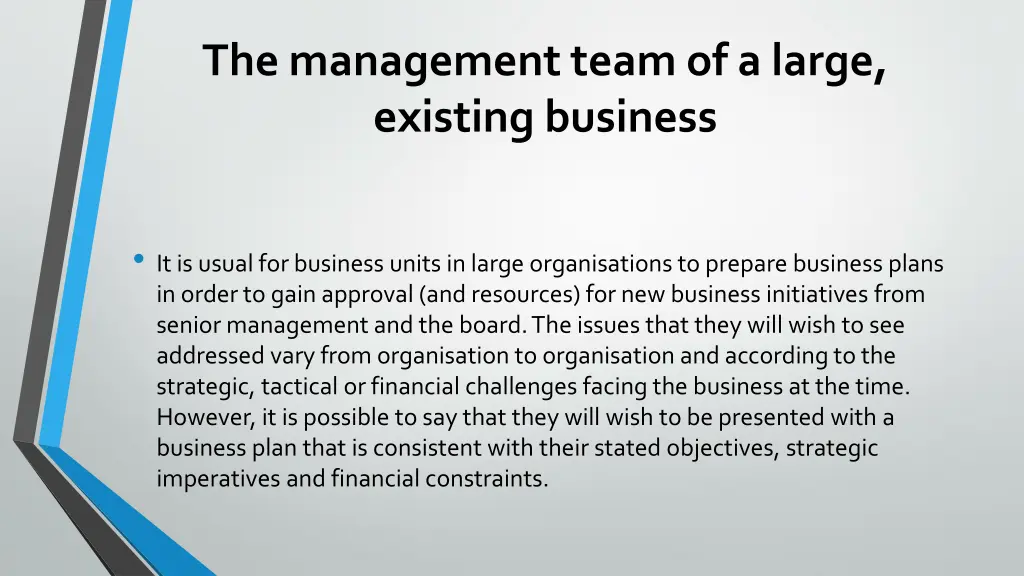 the management team of a large existing business