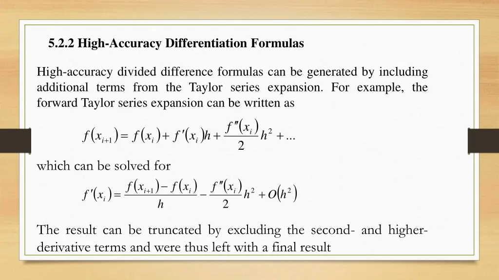 5 2 2 high accuracy differentiation formulas