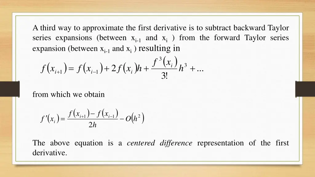 a third way to approximate the first derivative