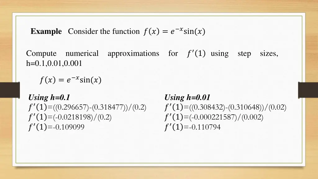 example consider the function sin