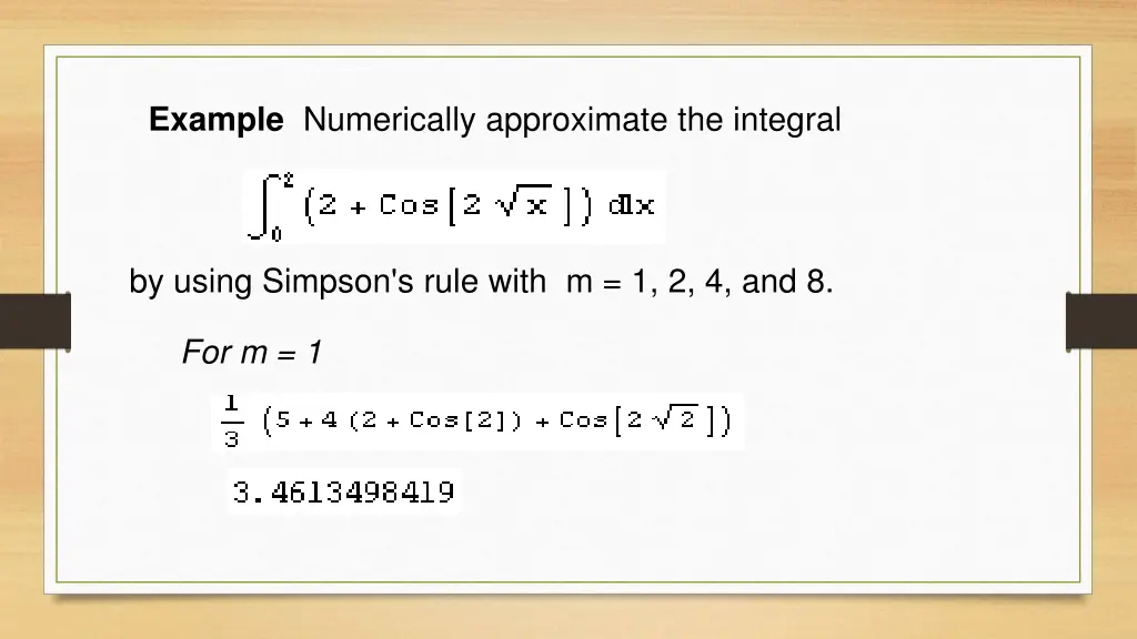 example numerically approximate the integral 1