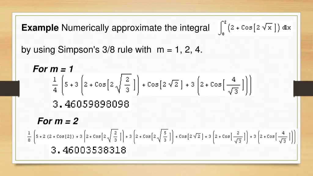 example numerically approximate the integral 2