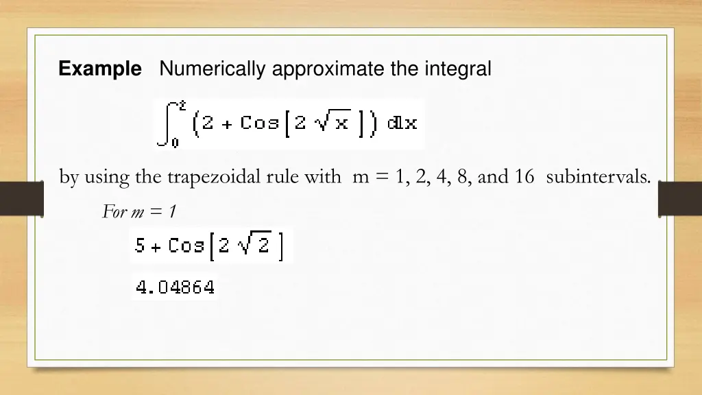 example numerically approximate the integral