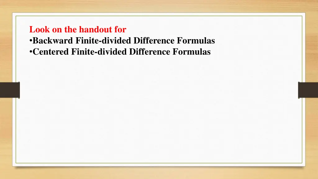 look on the handout for backward finite divided