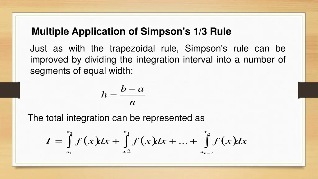 multiple application of simpson s 1 3 rule
