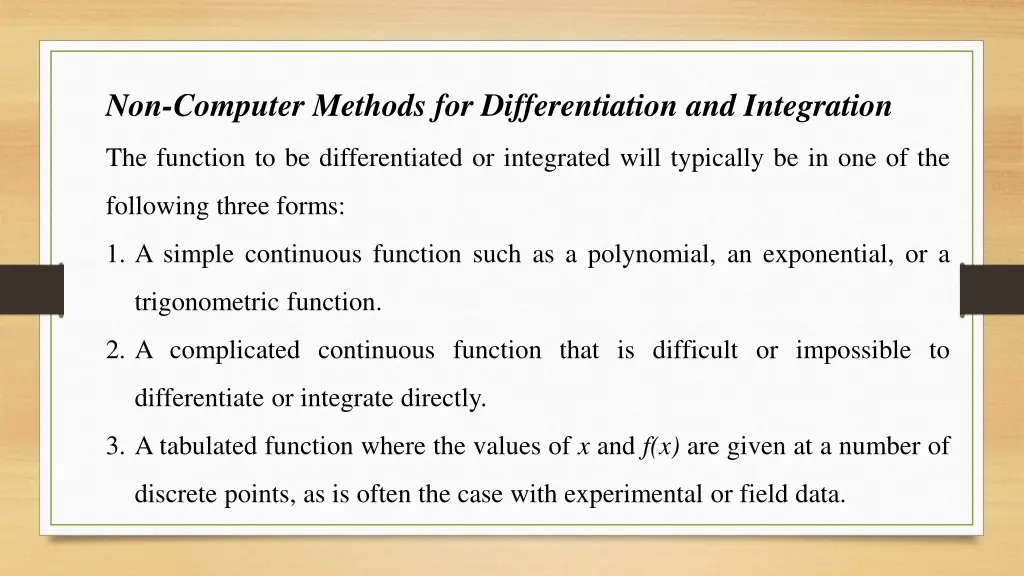 non computer methods for differentiation