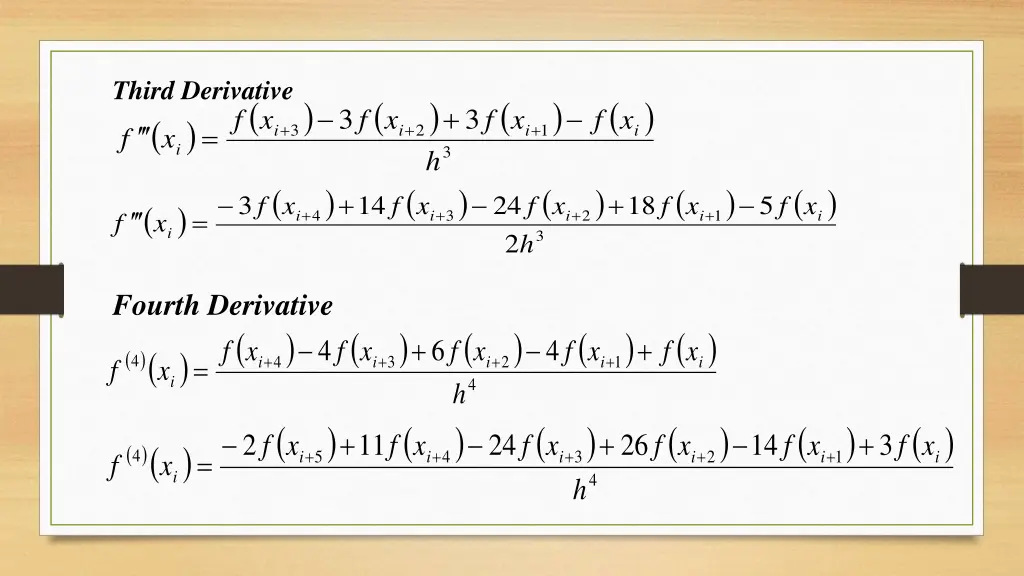 third derivative x f i