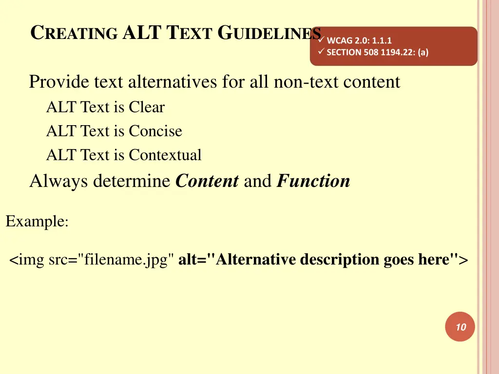 c reating alt t ext g uidelines