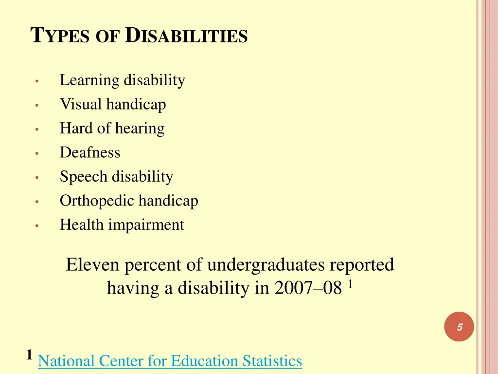 t ypes of d isabilities