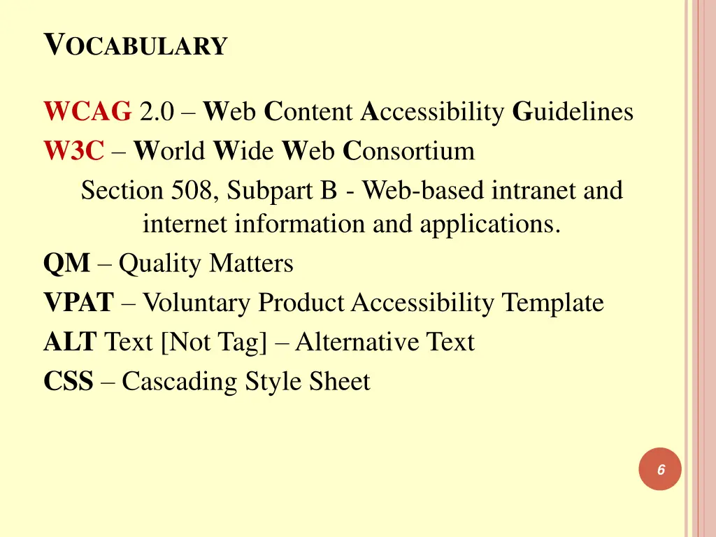 v ocabulary