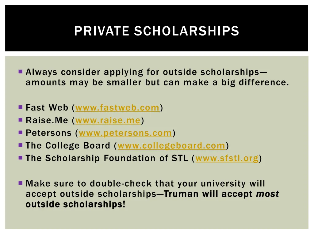 private scholarships