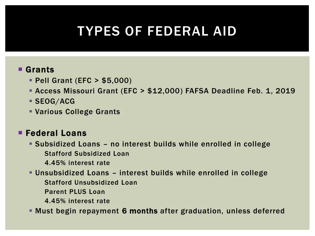types of federal aid