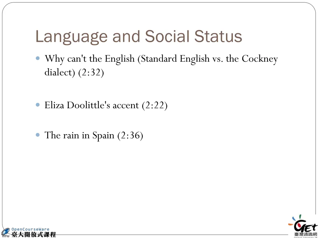 language and social status