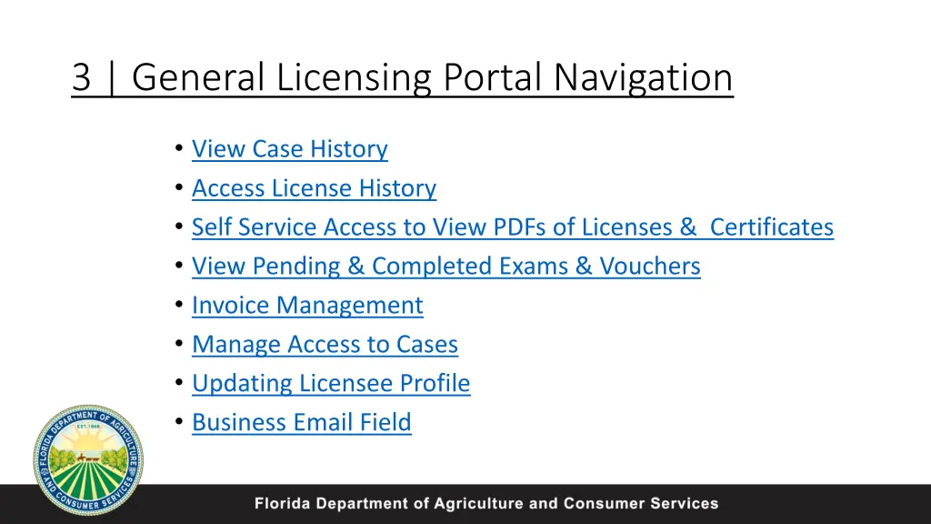 3 general licensing portal navigation