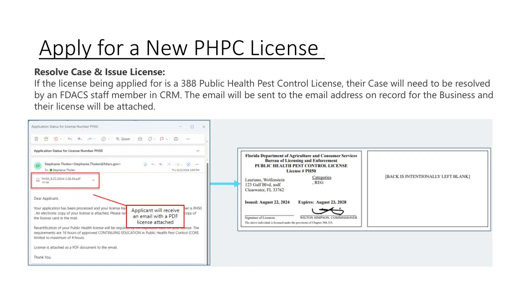 apply for a new phpc license 3 resolve case issue