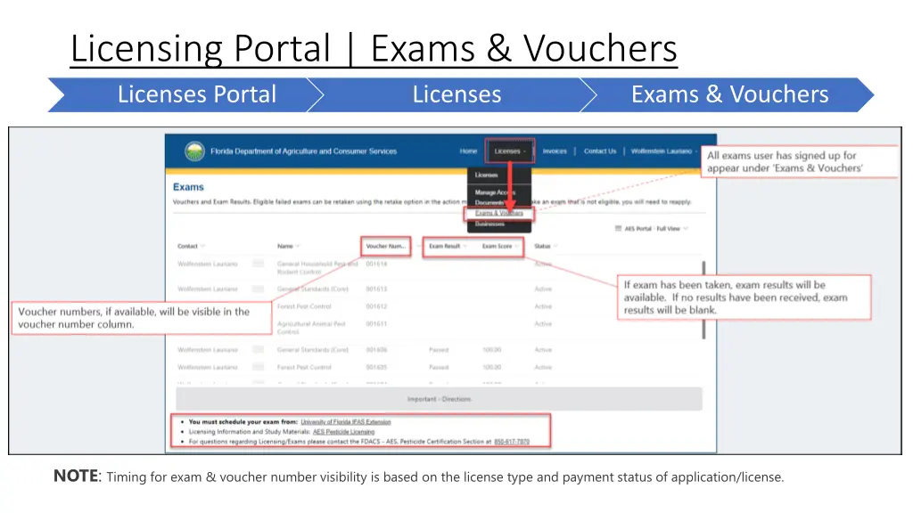 licensing portal exams vouchers licenses portal