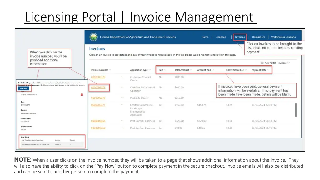 licensing portal invoice management 1