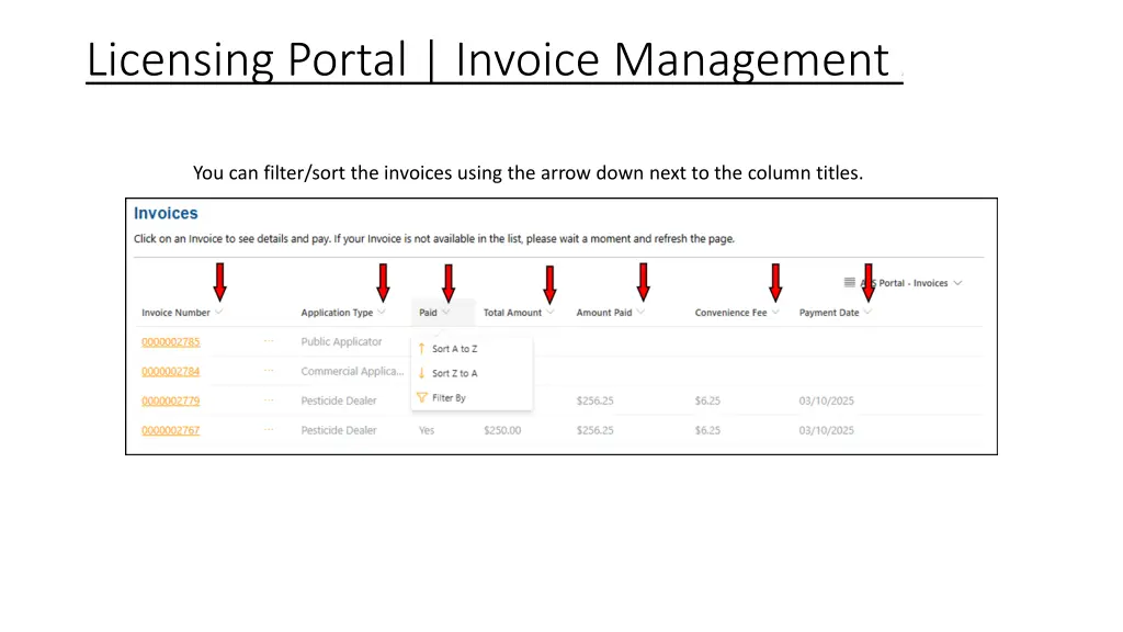 licensing portal invoice management 2