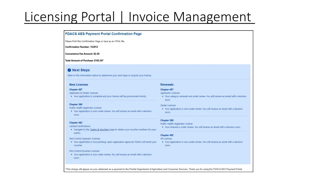 licensing portal invoice management 7