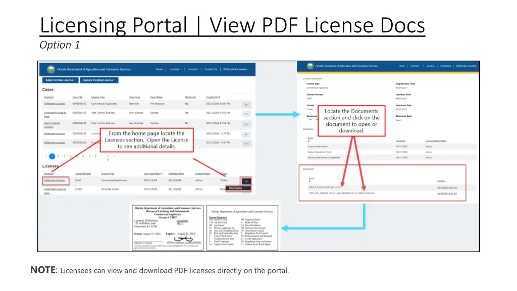 licensing portal view pdf license docs option 1