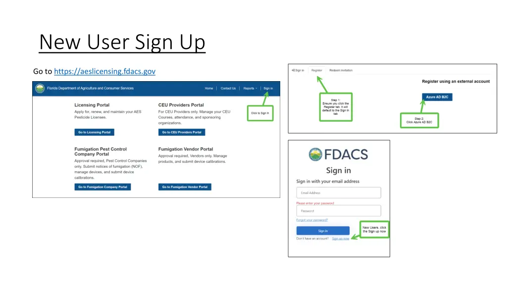 new user sign up