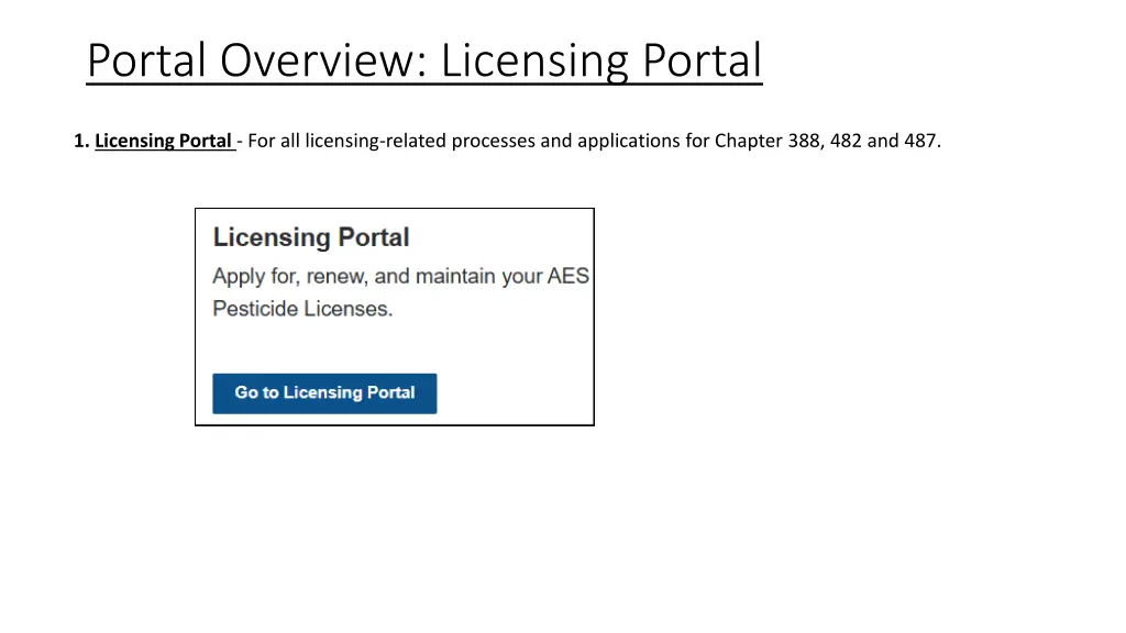 portal overview licensing portal
