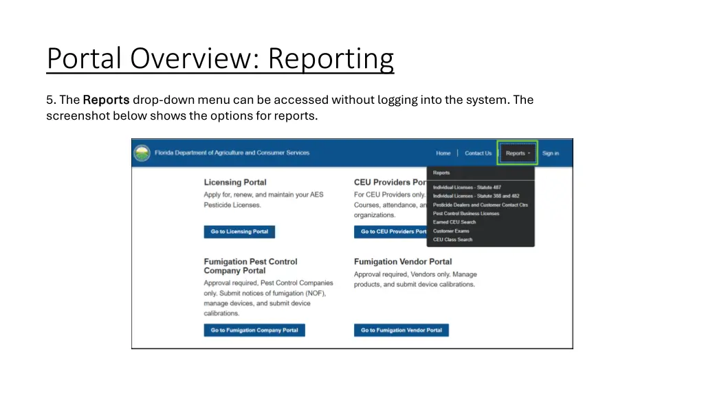 portal overview reporting