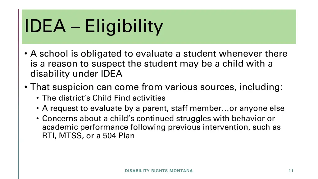 idea eligibility