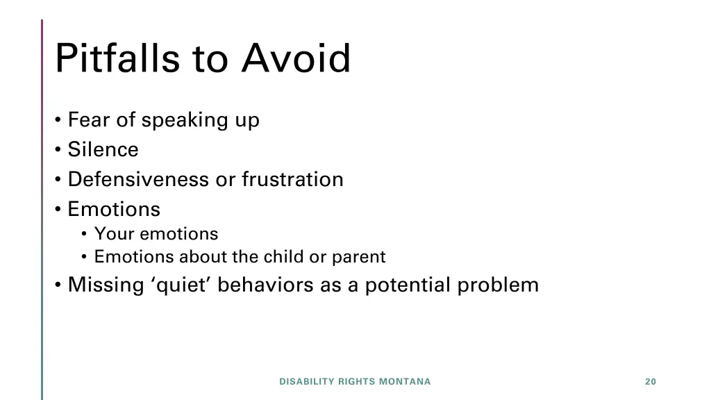 pitfalls to avoid