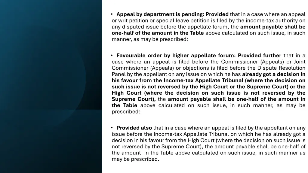 appeal by department is pending provided that