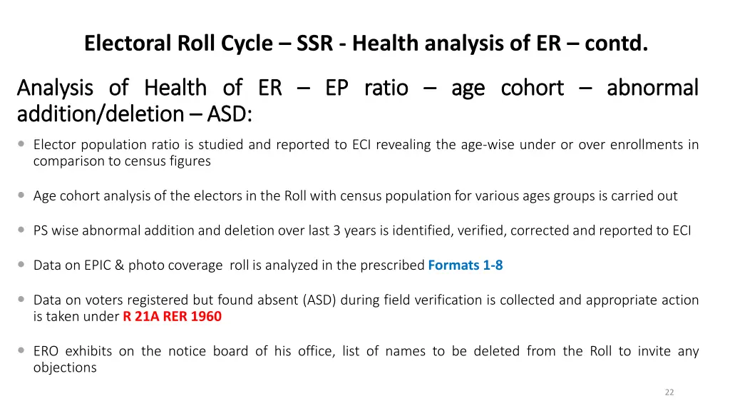 electoral roll cycle ssr health analysis