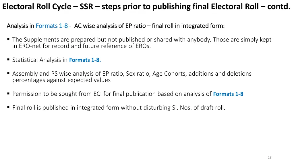 electoral roll cycle ssr steps prior