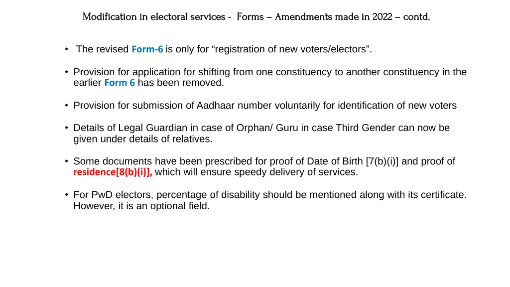 modification in electoral services modification 2