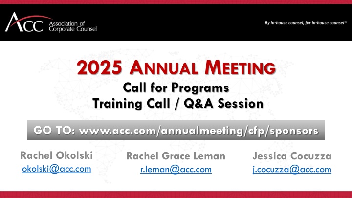 2025 a nnual m eeting call for programs training